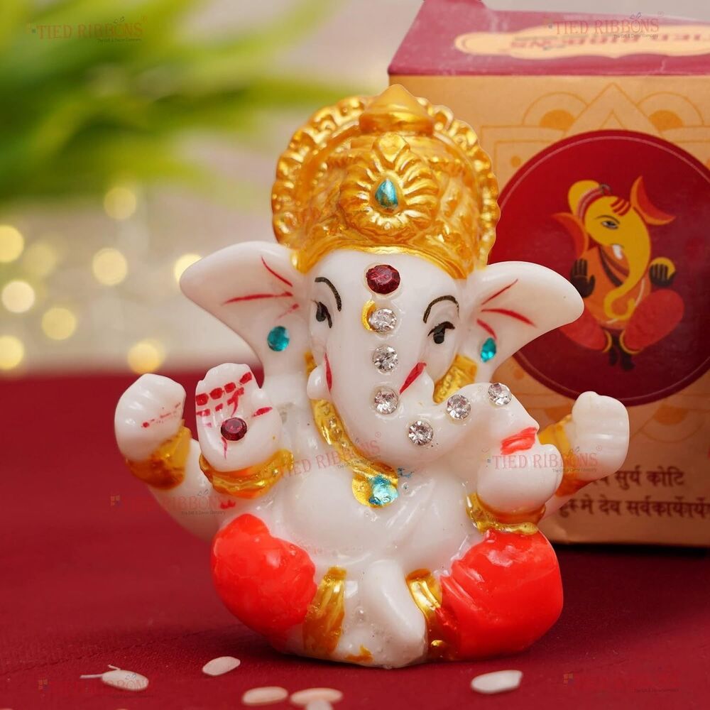 Tied Ribbons Ganesh Idol 2.3 Inch, Resin